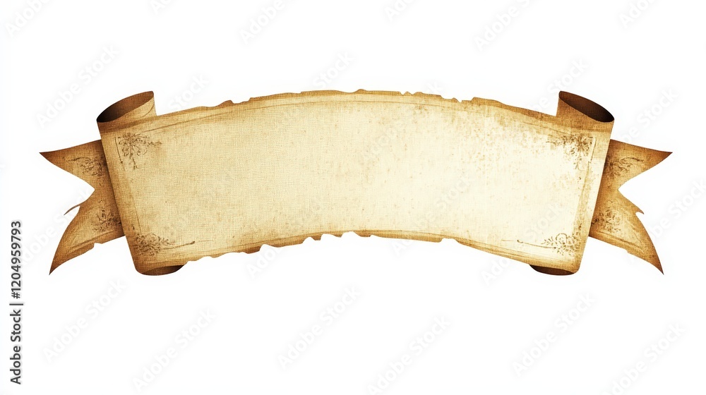 Vintage Scroll Banner with Decorative Edges and Texture Background