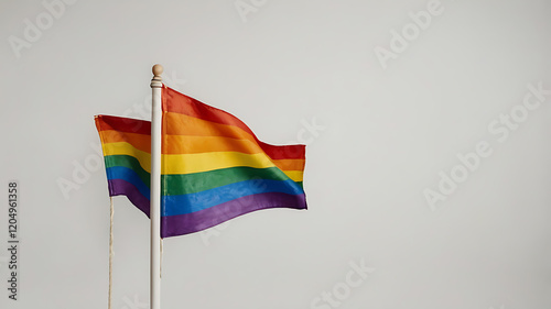 Rainbow Flag LGBT Human Rights, Gay Marriage, June Parade, LGBTQ Pride History Month concept,
 photo