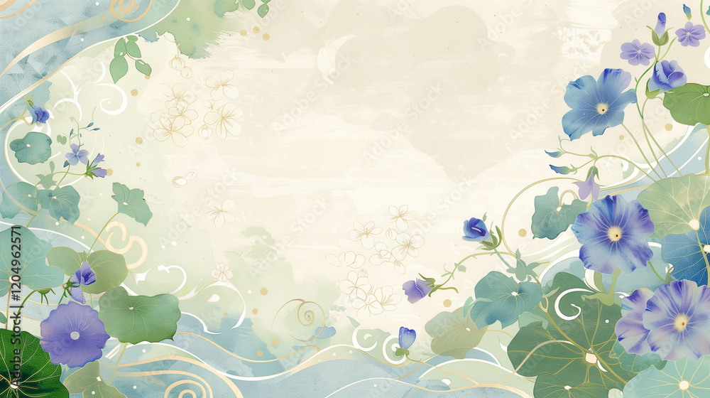 Obraz premium Nature-Inspired Background with Pastel Floral Elements and Gentle Swirls