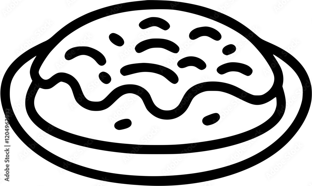 Okonomiyaki in outline icon style, japanese food theme. Okonomiyaki in outline icon style, japanese food theme.