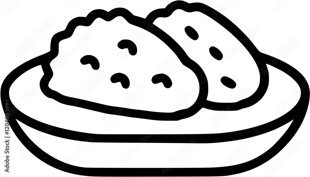 Tonkatsu in outline icon style, japanese food theme. Tonkatsu in outline icon style, japanese food theme.