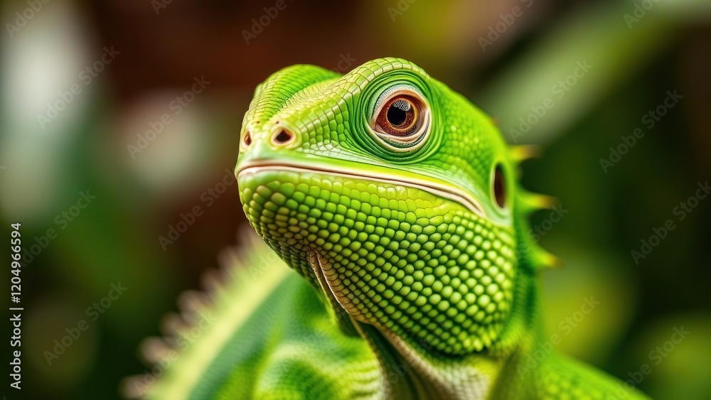 Fototapeta premium Magnificent Green Lizard Close-Up