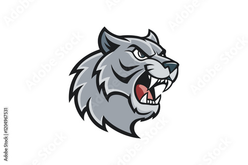 Fierce Grey Tiger head mascot logo design for e-sport