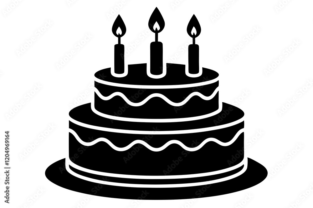 Birthday cake icons. Set of silhouette birthday cake icon vector art illustration on a White Background Birthday cake icons. Set of silhouette birthday cake icon vector art illustration on a White Background