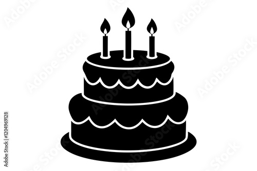 Birthday cake icons. Set of silhouette birthday cake icon vector art illustration on a White Background