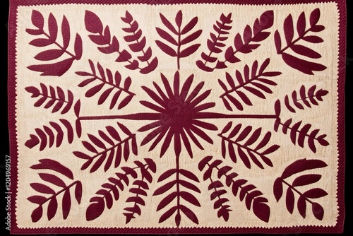 Intricate Tribal Inspired Burgundy and Beige Cultural Authentic Design Pattern photo