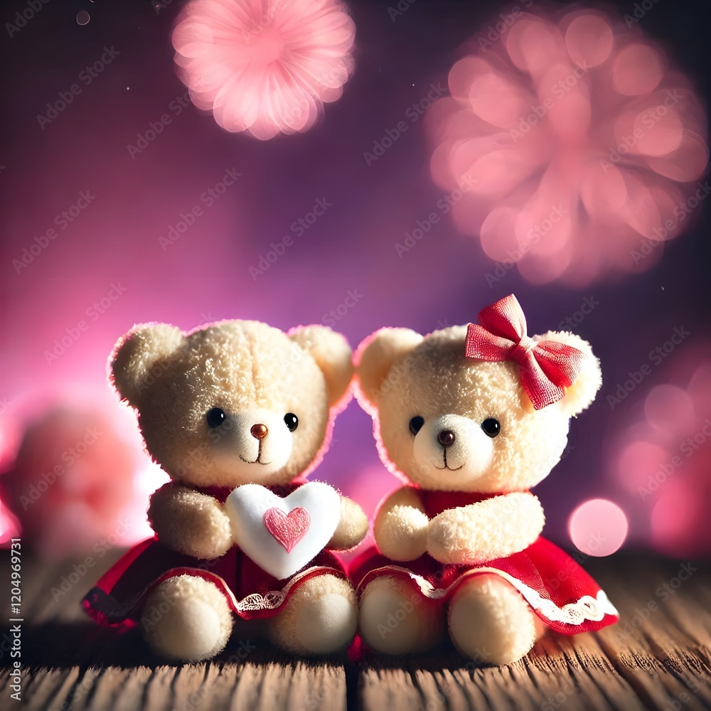 Fototapeta premium happy teddy day with celebrate background 