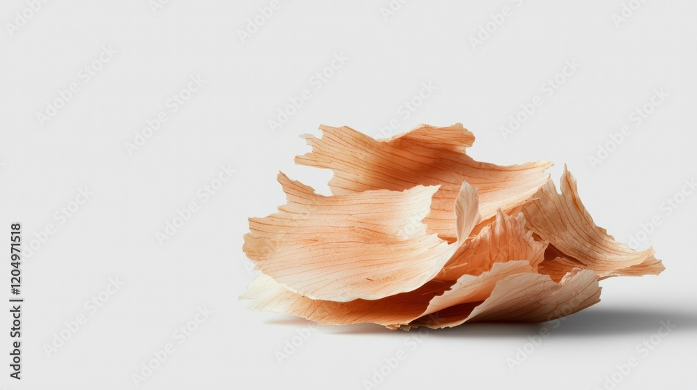Light wood shavings studio shot, white background, craft texture Light wood shavings studio shot, white background, craft texture