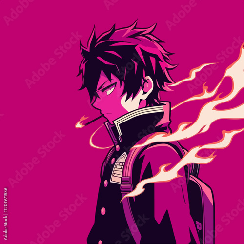anime character with fire powers