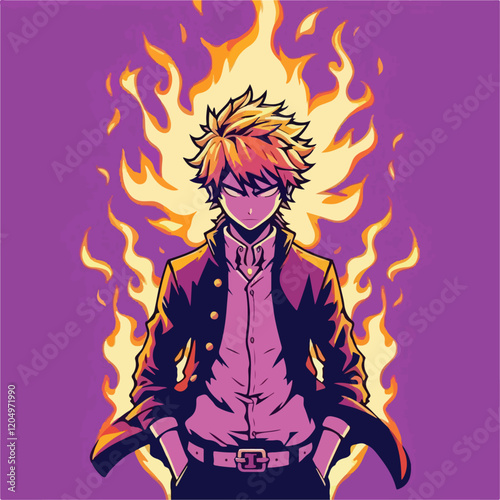anime character with fire powers