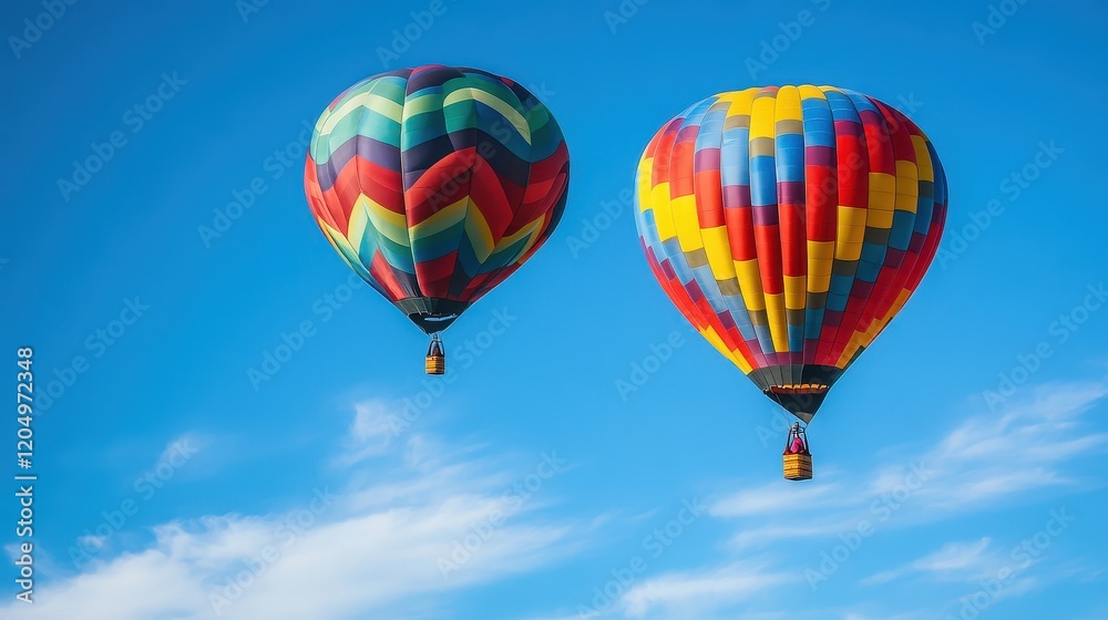 Balloons flying into the blue sky, symbolizing freedom and joyful celebrations Balloons flying into the blue sky, symbolizing freedom and joyful celebrations