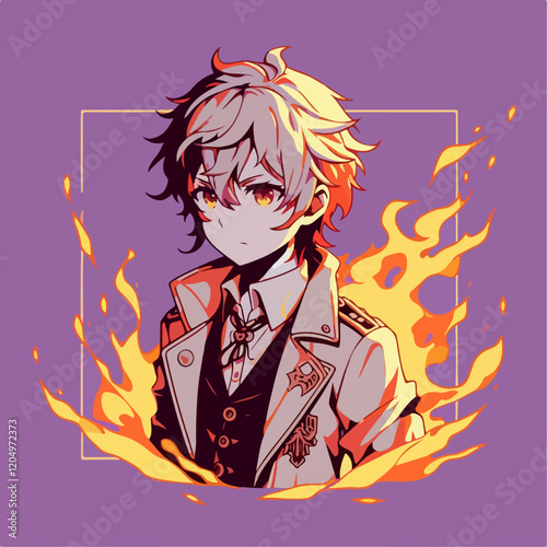 anime character with fire powers