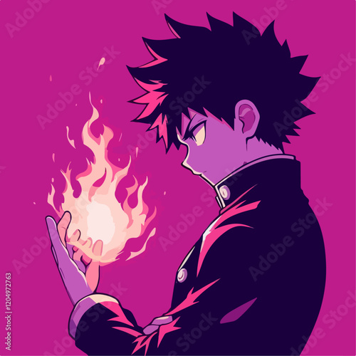 anime character with fire powers
