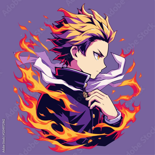 anime character with fire powers
