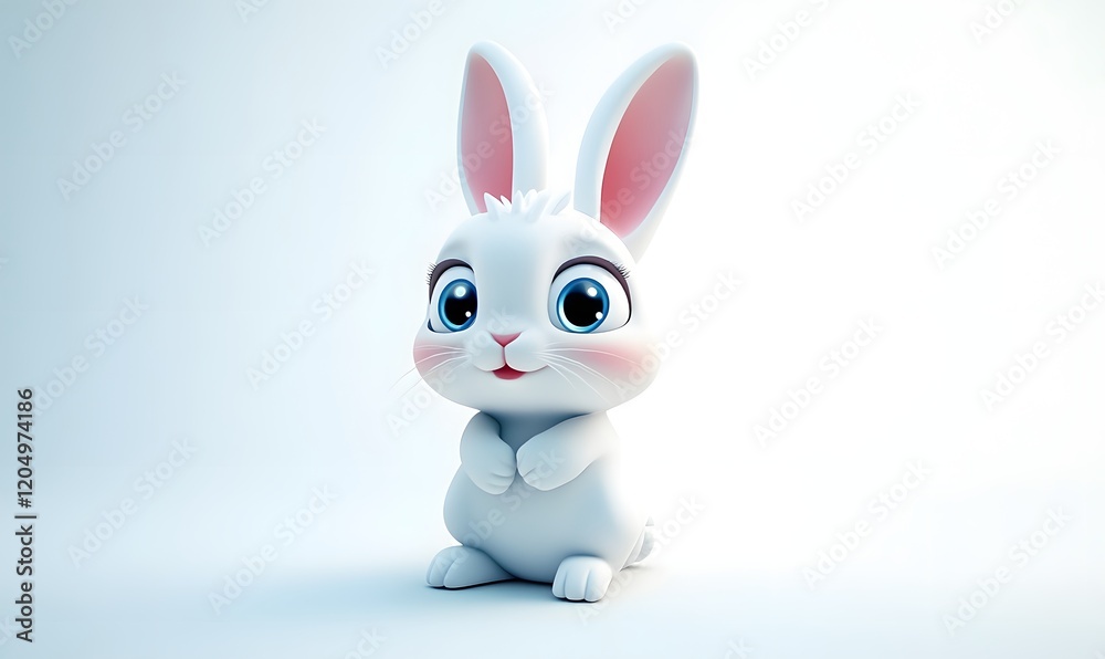 Obraz premium Cute bunny, sitting, studio, white background, Easter