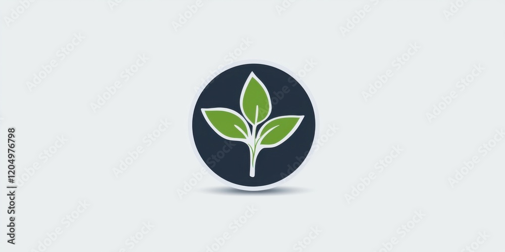 A minimalistic logo featuring green leaves on a dark circular background, symbolizing nature, growth, and sustainability. A minimalistic logo featuring green leaves on a dark circular background, symbolizing nature, growth, and sustainability.