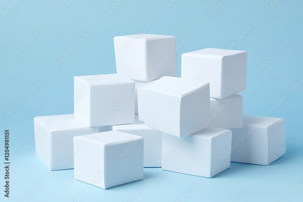 Random shifted white cube boxes block background Random shifted white cube boxes block background