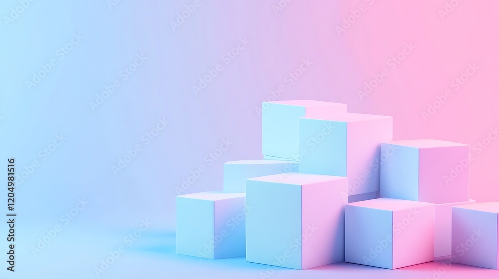 Obraz premium Random shifted white cube boxes block background