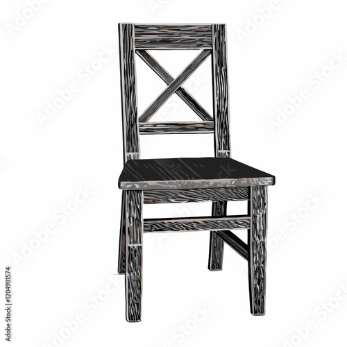 Wooden chair 3d modelling vector illustration (4)