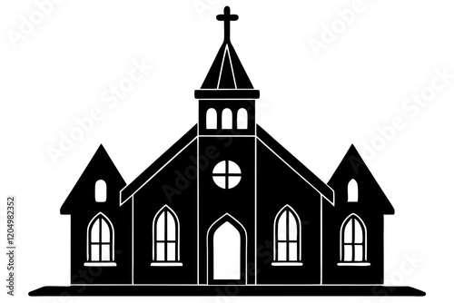 Church silhouette vector, Christian church house icon, Church building vector illustration 