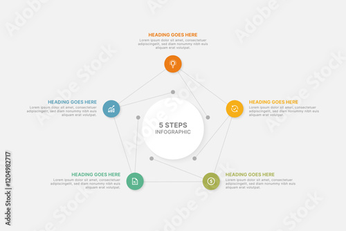 Modern Circular Cycle Infographic Design Template with 5 Data Points