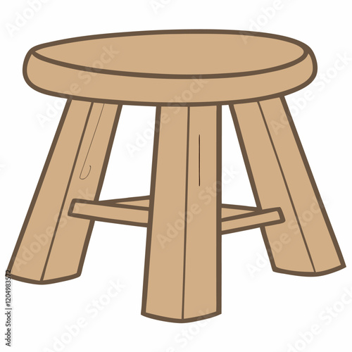 Simple Wooden Stool Illustration vector (1)