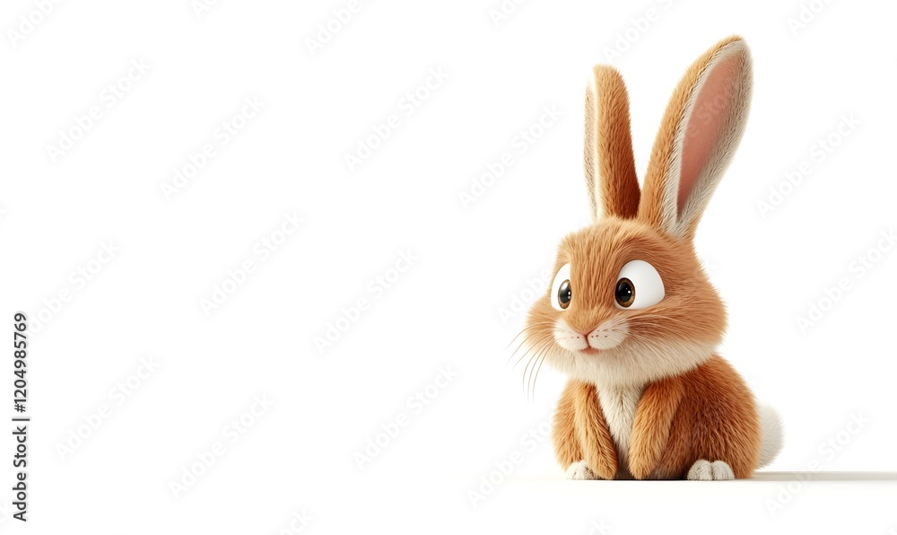 Fototapeta premium Cute cartoon bunny Easter graphic, white background