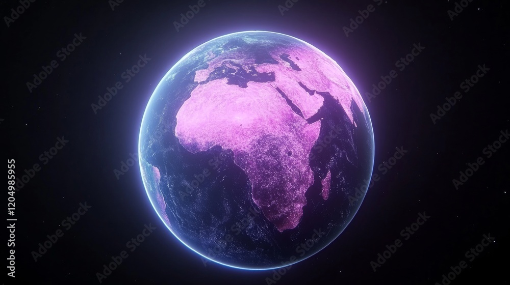 Obraz premium Illuminated Earth Globe Nightlights Africa Pink Glow