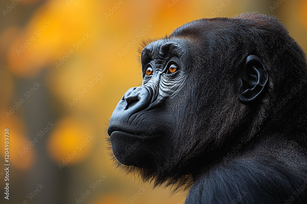 Obraz premium Western Lowland Gorilla Portrait Against Autumn Background