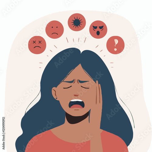 Overwhelmed Woman Illustration: Exploring Anxiety and Stress Through Creative Art Design