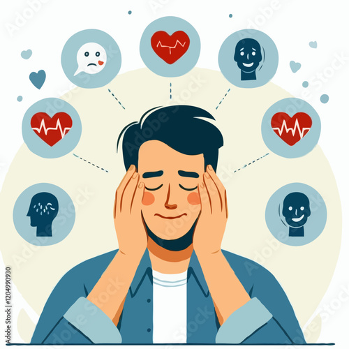 Illustration for Mental Health: Anxiety, Emotional Well-Being, and Mindfulness Visualization