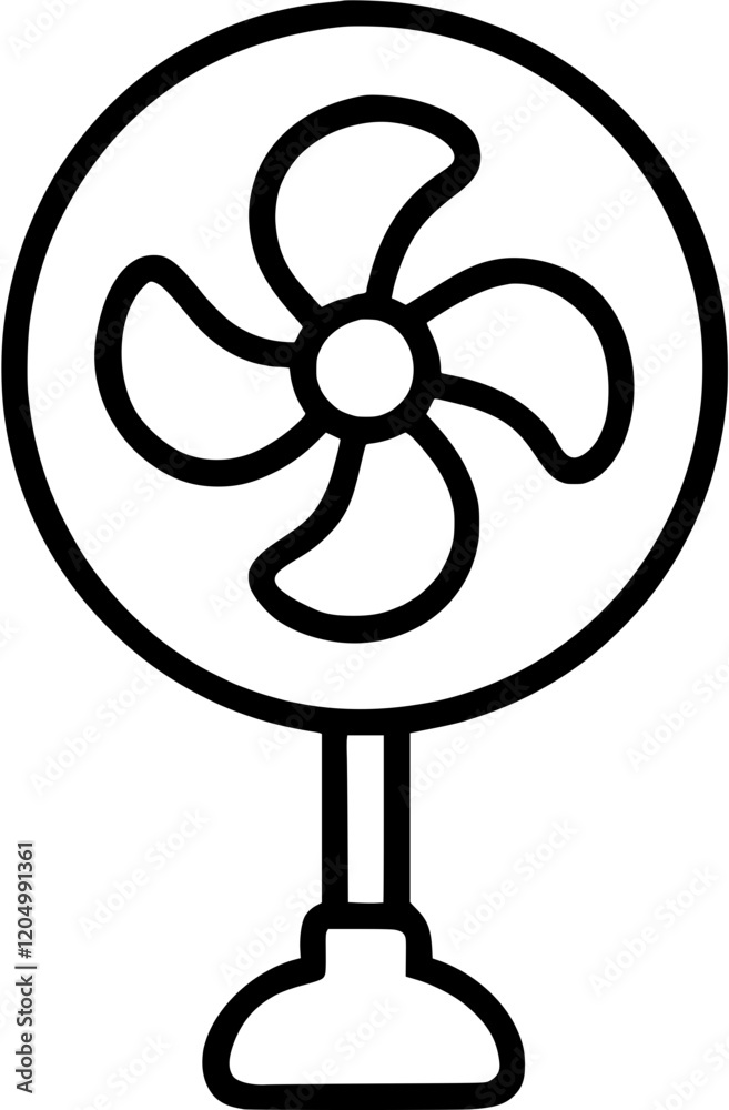 Electric fan in outline icon style, homes and Residences theme. Electric fan in outline icon style, homes and Residences theme.