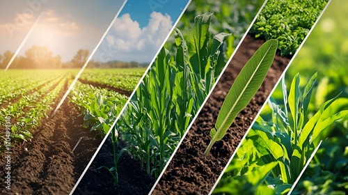Innovative Farming Solutions, a vibrant collage showcasing cutting-edge agricultural technologies, enhancing crop yields and sustainability efforts.