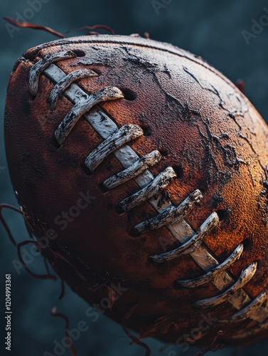 a close up view on an american football after a fumble