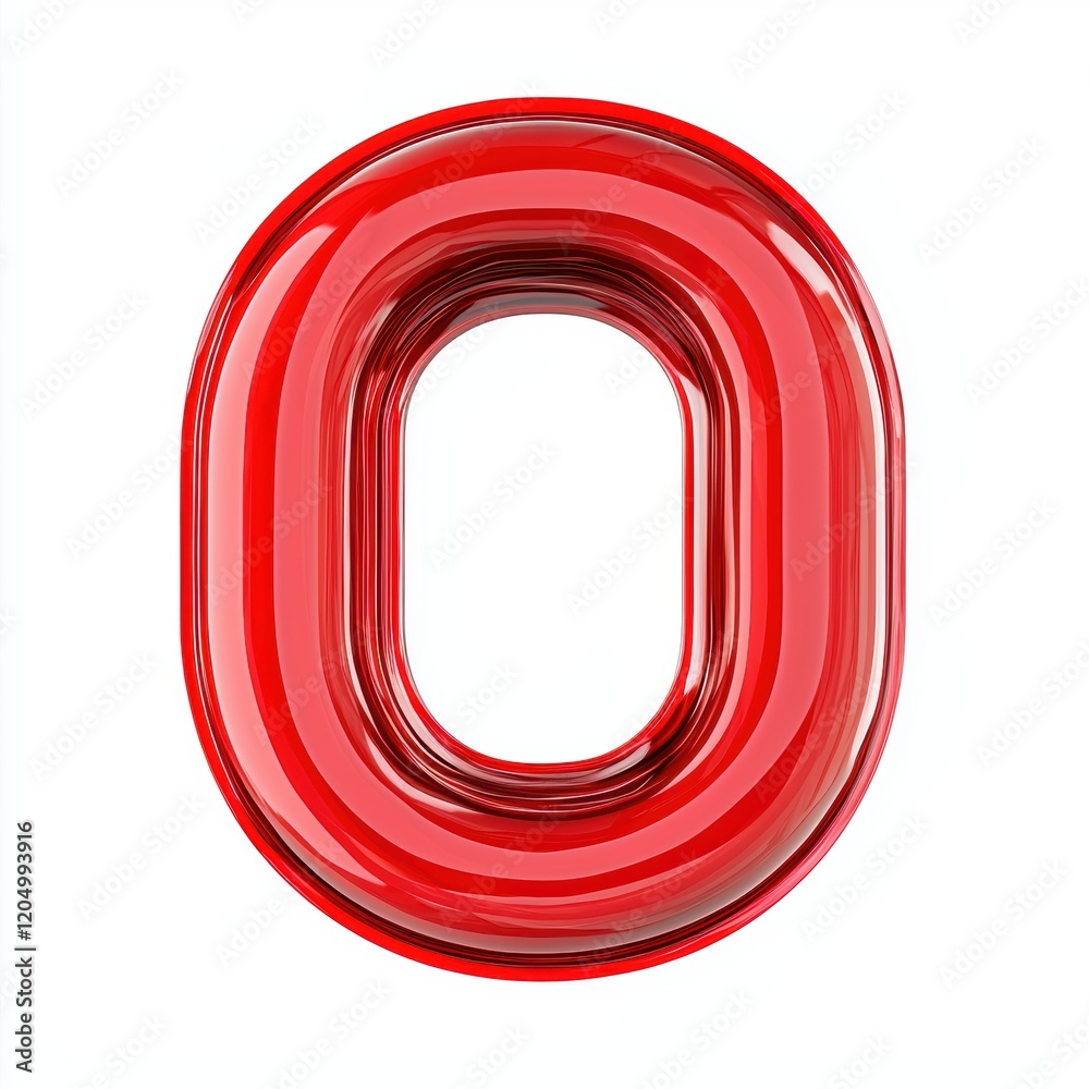 Glossy Red Number Zero, 3D Rendered Alphabet Glossy Red Number Zero, 3D Rendered Alphabet