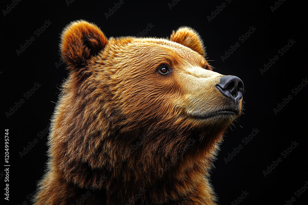 Fototapeta premium Grizzly Bear Portrait Against Dark Background