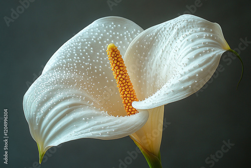 A single white calla lily with yellow spadix