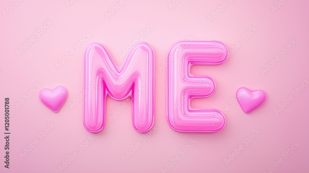 Pink Heart-Shaped Letters on Soft Pink Background for Celebrations Pink Heart-Shaped Letters on Soft Pink Background for Celebrations