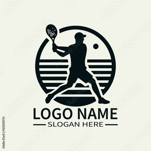 Tennis Player Logo Design, Professional Tennis Logo, Sports Logo with Tennis Racket