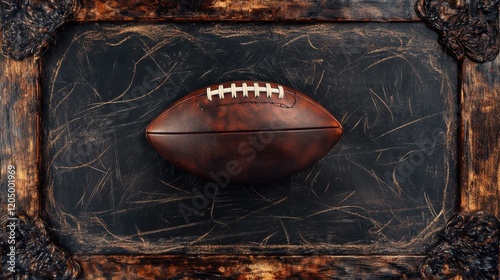 American football on a blackboard texture background, classic sportâs essence in a unique and textured setting, Generative Ai photo