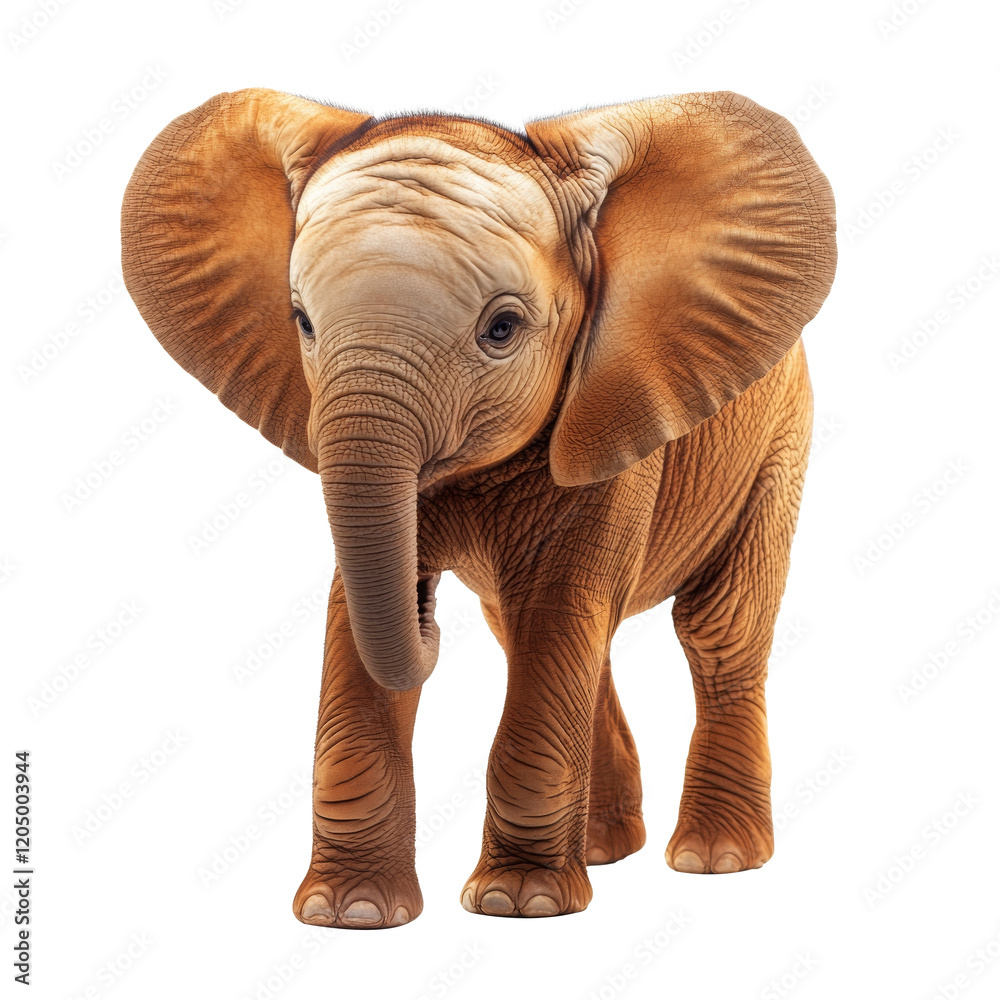 Fototapeta premium Big elephant looking isolated on white