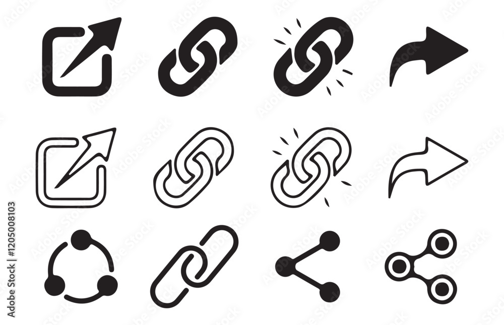 Share icon, Connection symbol - network sharing icons, Share line icon button, Icons share isolated on white background. Vector EPS 10