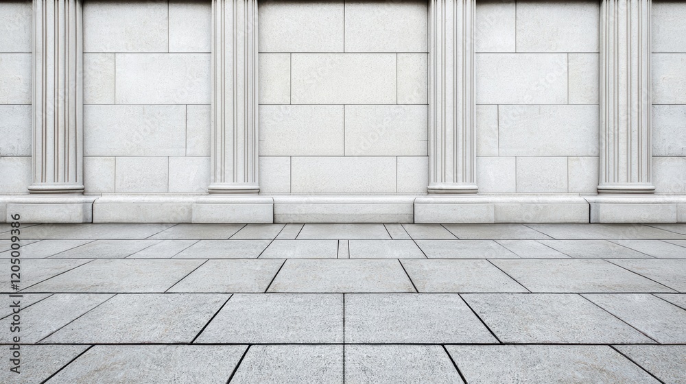 Fototapeta premium Elegant Stone Wall with Columns and Textured Flooring for Design