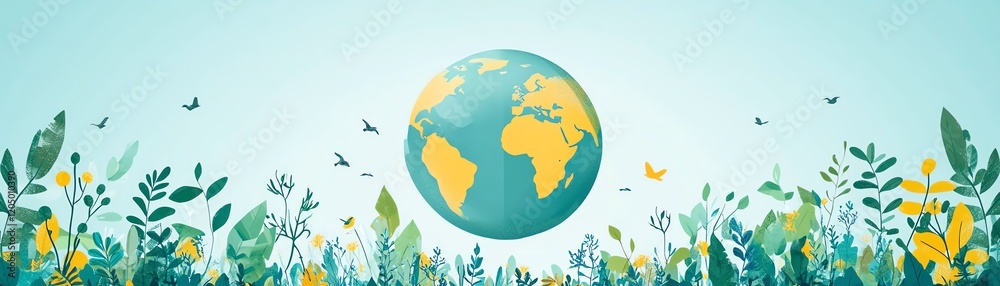 Fototapeta premium Saving the environment with sustainable development goals, green technology implementation, World Earth Day, ecoconscious solutions