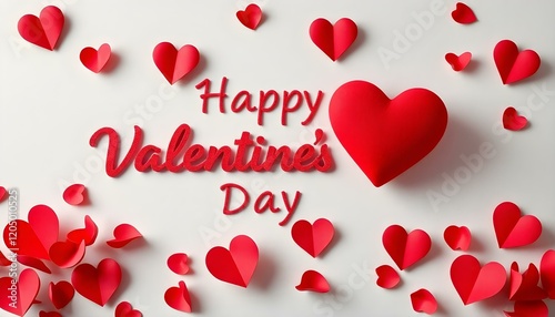 Happy Valentines Day Red Hearts Romantic Love Festive Celebration Background Card 14th Gift Paper   