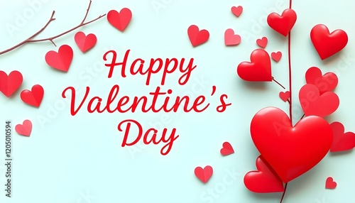 Happy Valentines Day Red Hearts Romantic Love Design Festive Background Card Cute Paper Sweet Image 