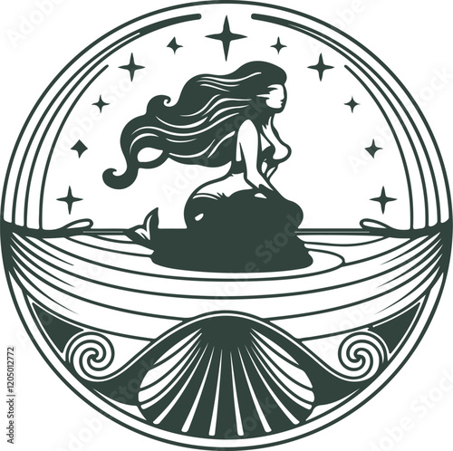 A graceful vector logo featuring an angelic girl silhouette with elegant wings extended, flowing hair, and a serene posture. The design emphasizes purity, grace, and divinity, using smooth curves and 