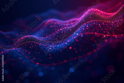 A futuristic AI-powered data network visualized as glowing blue and purple nodes connected by intricate lines, floating in a vast dark space, holographic and high-tech design, cyberpunk-inspired.
