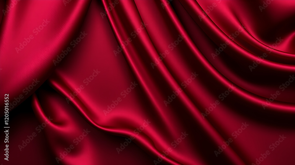 Fototapeta premium Dark red satin fabric. Generative AI