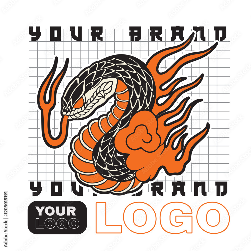 Obraz premium Black Mamba vintage illustration hand drawing style 